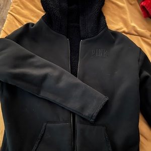 Fluffy reversible pink jacket